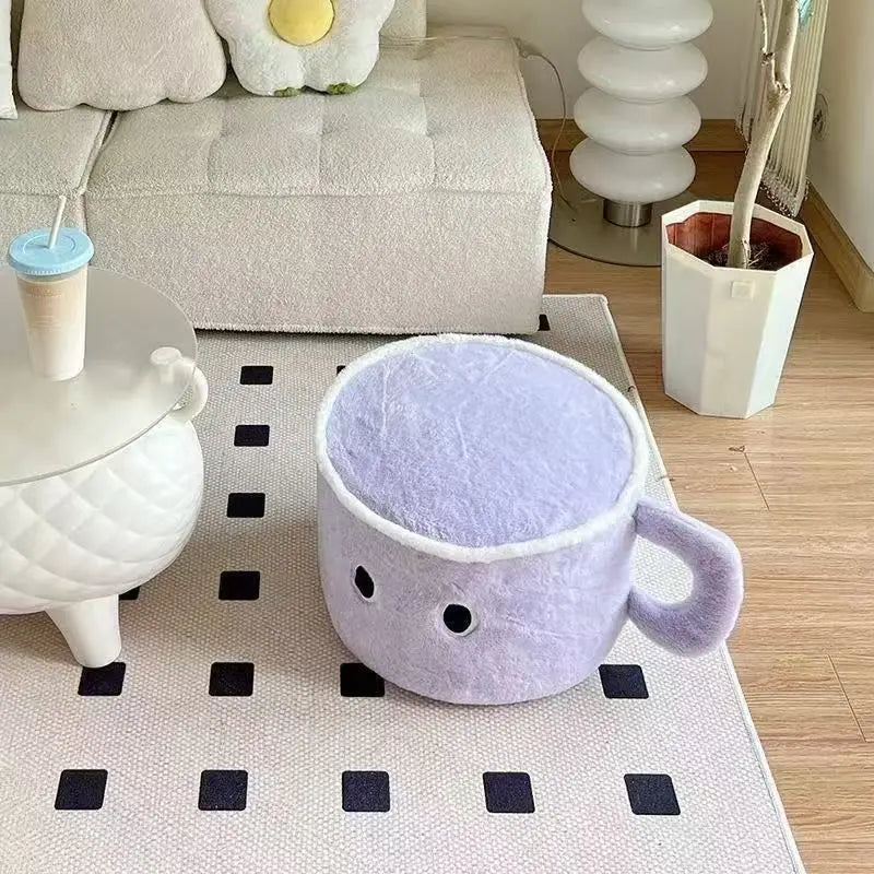 Pouf Douillet en Peluche – Confort Mignon Inspiré du Café