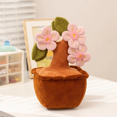 Kawaii Plush Flower Bouquet – Rose, Tulip, Peach Blossom & Lotus, 12" | 30 cm