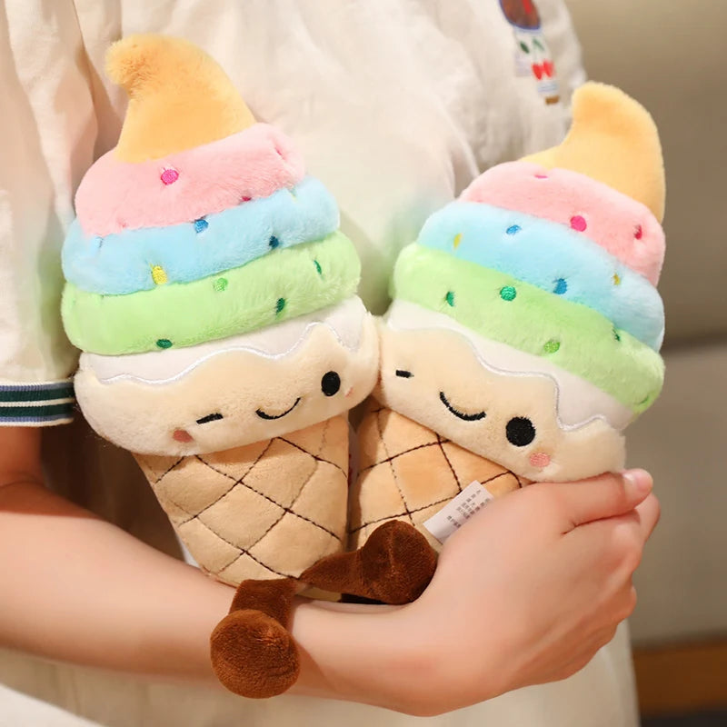 Ice Cream Cone Plush Toy – Kawaii Stuffed Sweet Dessert Doll