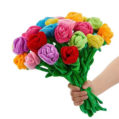 Peluches de Rosa con Tallo, Nueve Colores, 13" | 32 centímetros