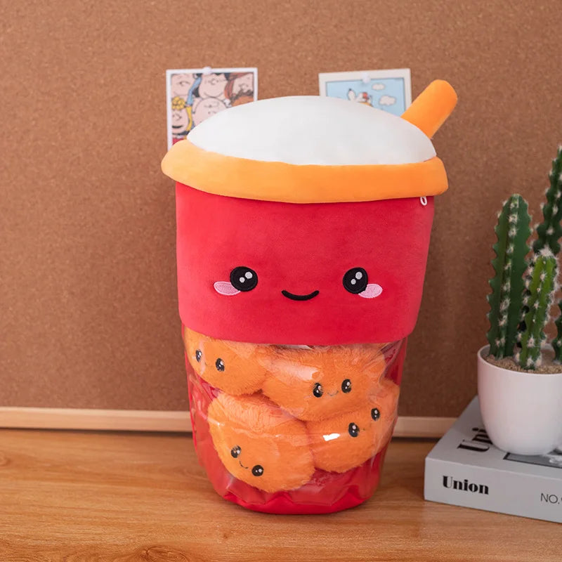 Bubble Tea Plush Toy with Small Paws – Kawaii Boba Plushie Bag, 6-10" | 15-25 cm