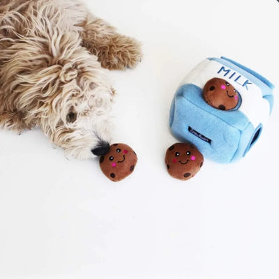 Plushie Milk and Cookies Dog Squeaky Chew Toy