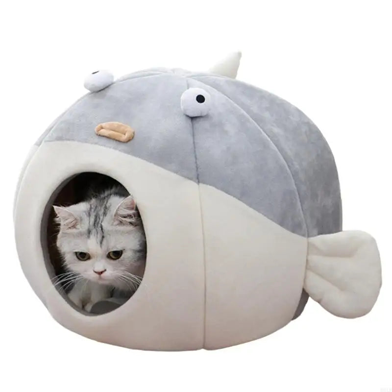 Cama de Mascota de Pescado de Felpa - Para Mascotas de hasta 15 lbs (6.8 kg)