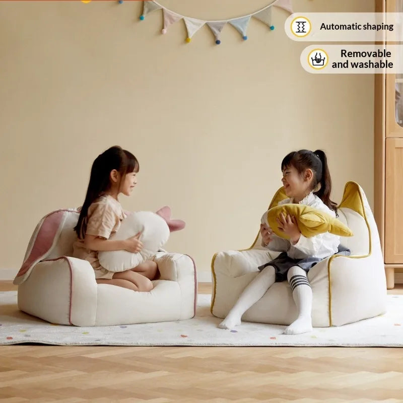 Fauteuil de lecture pour enfants Cozy Bunny avec coussin en peluche carotte