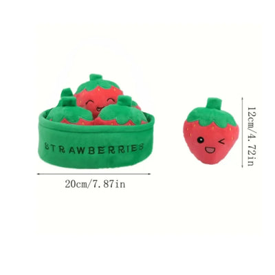 Kawaii Strawberry Basket Plushie, 8" | 20 cm