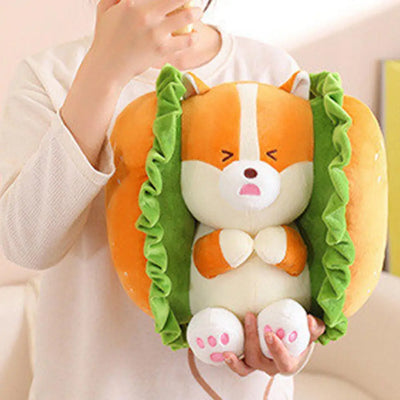 Kawaii Corgi/Hase als Hamburger-Plüsch, 10-16" | 25-40 cm