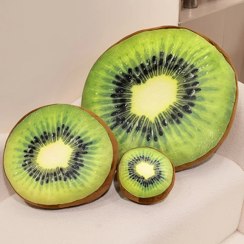 Round Kiwi Fruit Plush Floor Cushion, 8-24" | 20-60 cm