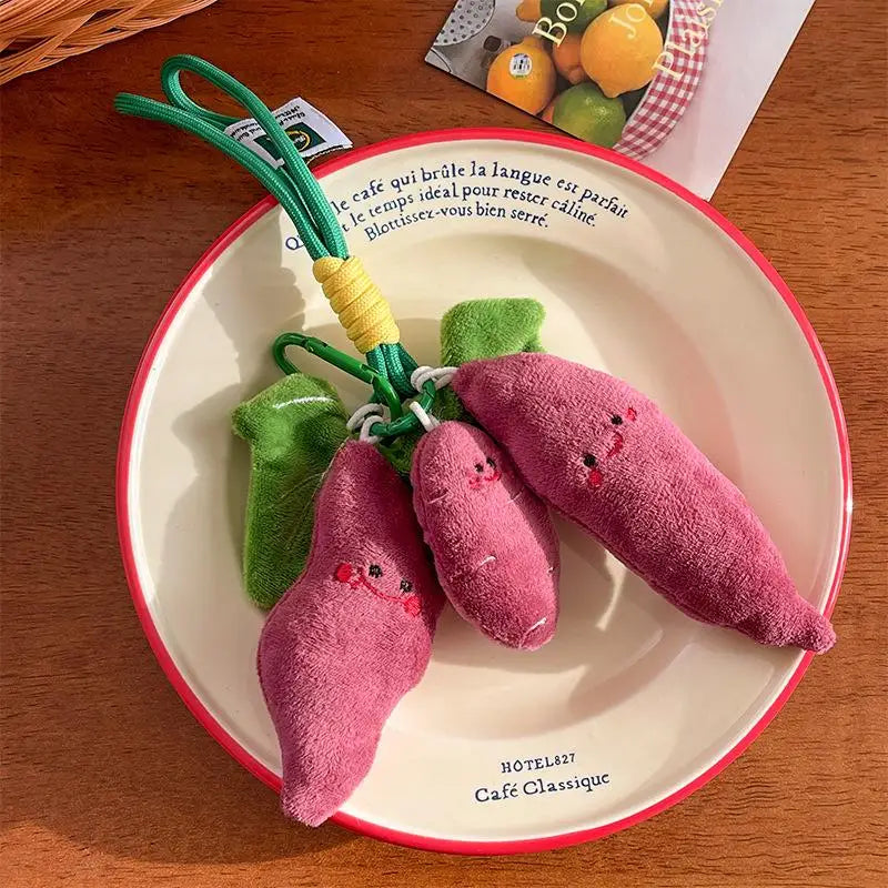 Kawaii Purple Sweet Potato Plush Keychain | Cute Stuffed Vegetable Pendant