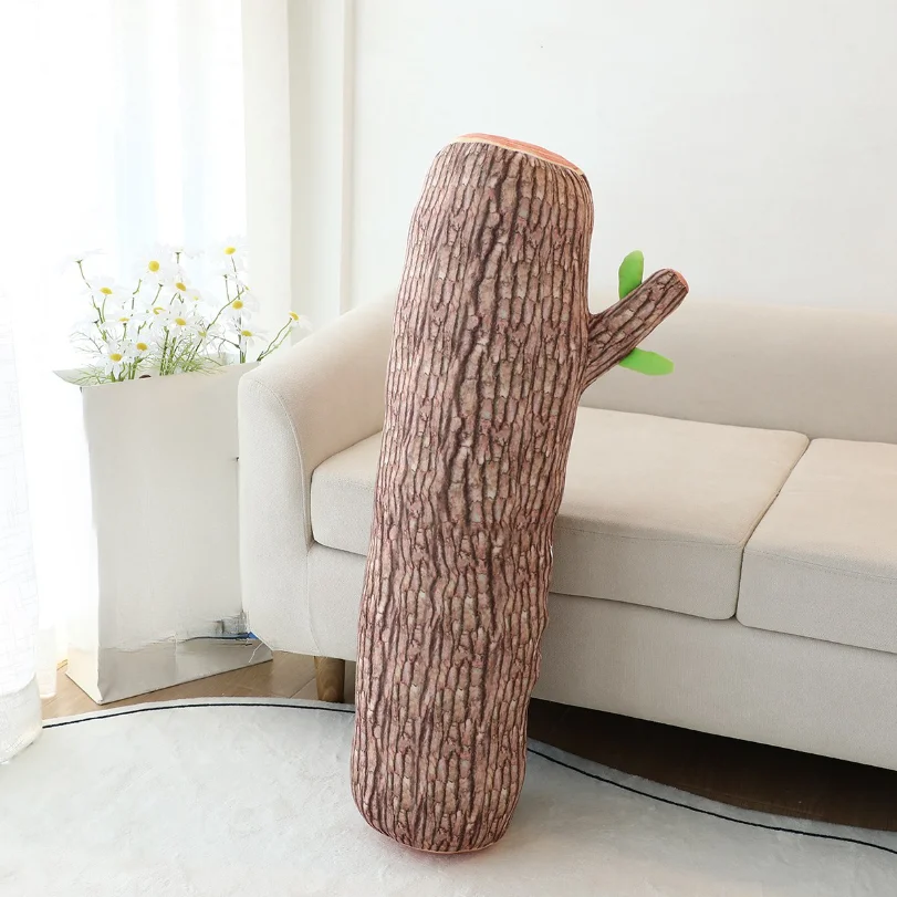 Plushie Realistico Ceppo d'Albero Plushie, Due Colori, 18-33" | 45-85 centimetri