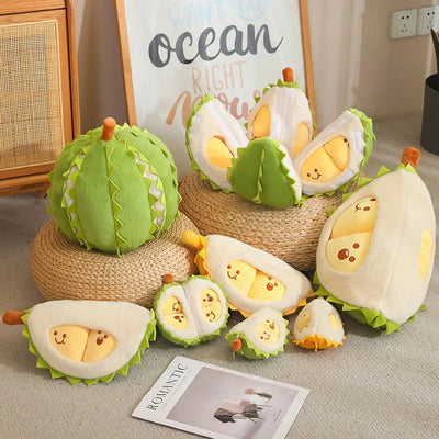 Tearable Durian Plushie | Detachable Stress-Relief Stuffed Fruit Toy