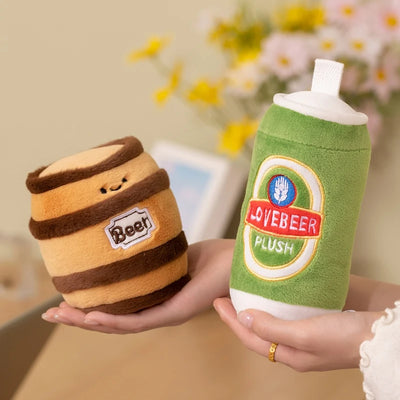 Kawaii Humanoid Drink Plush Toys | Beer Bottle, Can, Barrel & Glass Stuffed Set