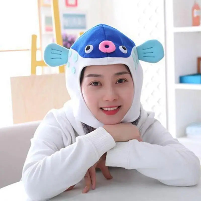 Puffer Fish Plush Headgear | Novelty Aquatic Costume Hat