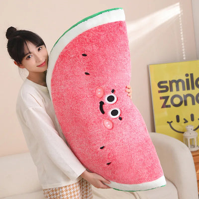 Giant Watermelon Plush Pillow – Slice Shaped Floor Cushion, 18-35" | 45-90 cm