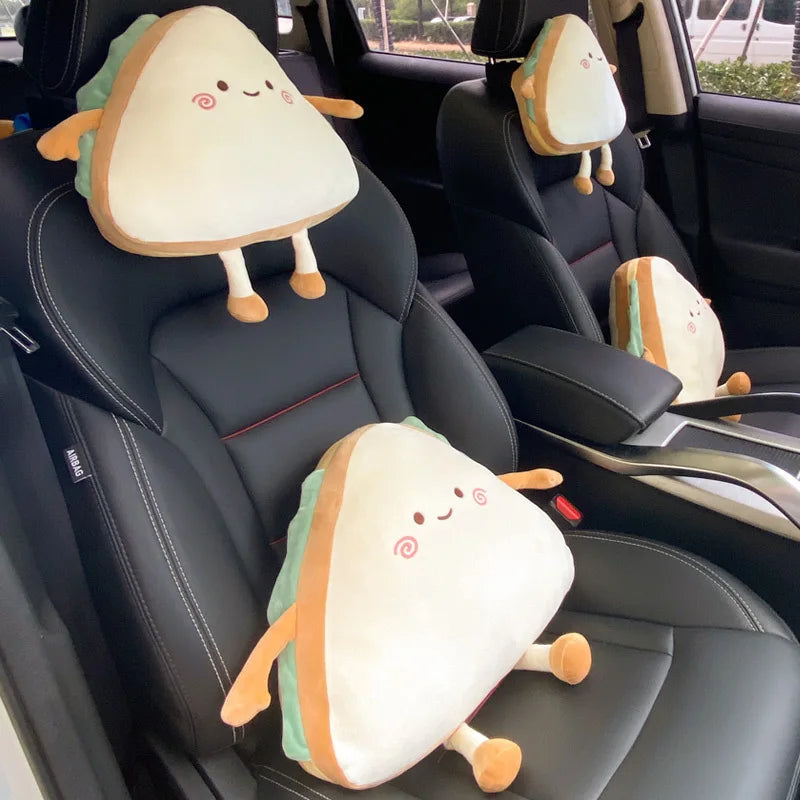 Sandwich-Shaped Plush Car Headrest – Kawaii Neck Pillow for Cars