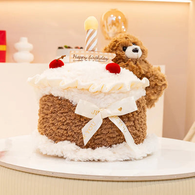 Simulation Cake Bear Plush Doll – Soft Kawaii Brown Bear Sleeping Pillow