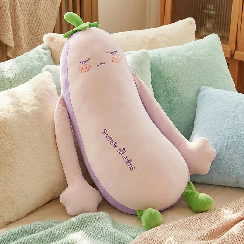 Cartoon Fruit & Animal Long Body Pillow – Banana, Eggplant, Bear Designs