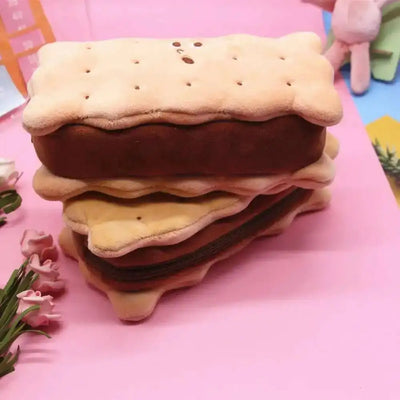 Plush Cookie Large-Capacity Pencil Bag, 7" | 19 cm