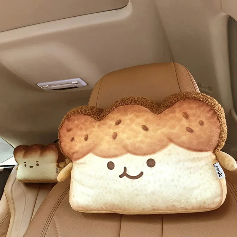 Toast-Shaped Car Headrest & Neck Pillow – Kawaii Car Seat Accessory