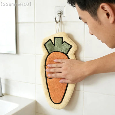 Veggie Hand Towel – Coral Fleece Carrot & Tomato Design