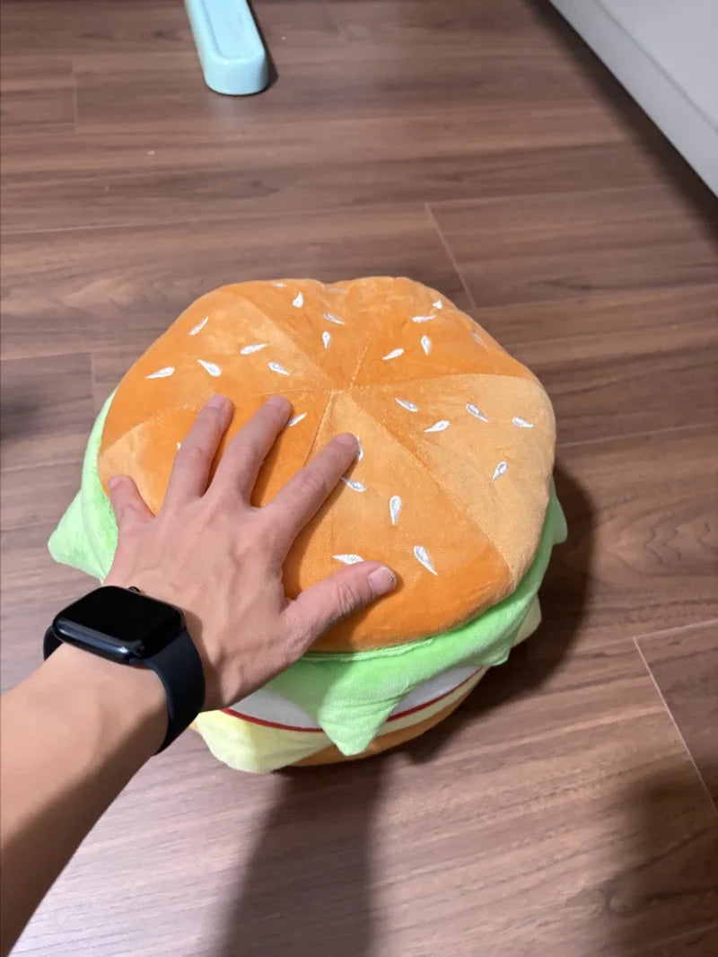 Hamburger Plush Storage Ottoman – Sit & Store, ~11" | 27 cm