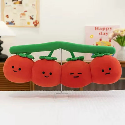 Cluster Tomato Plush Pillow – Four Connected Tomatoes, 16" | 40 cm