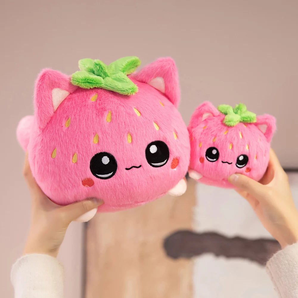 Strawberry Cat Plushie – Kawaii Kitty in a Strawberry Costume, 4-8" | 10-20 cm