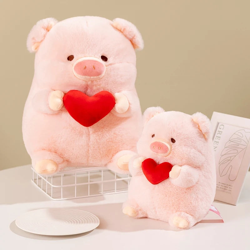 Peluche de Cerdo Sosteniendo un Corazón de San Valentín, 8-16" | 20-40 centímetros
