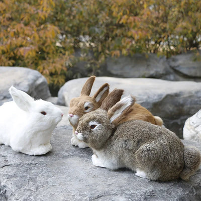 Lifelike Faux Fur Rabbit Toy – Realistic Stuffed Rabbit Figurine