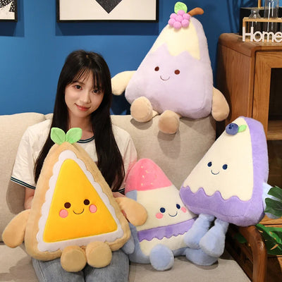 Kawaii Fruit Cake Plush Pillow – Strawberry, Blueberry & Grape Dessert Doll