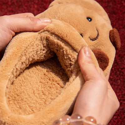 Croissant Bread Plush Slippers – Cozy Unisex House Shoes