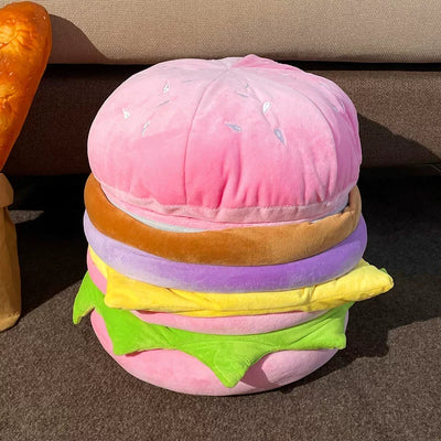 Hamburger Plush Storage Ottoman – Sit & Store, ~11" | 27 cm