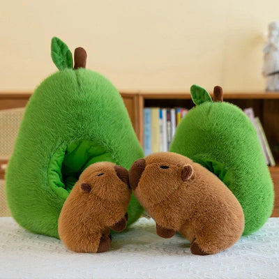 Avocado Capybara Plush Pillow – Kawaii Animal Stuffed Toy, 14" | 35 cm