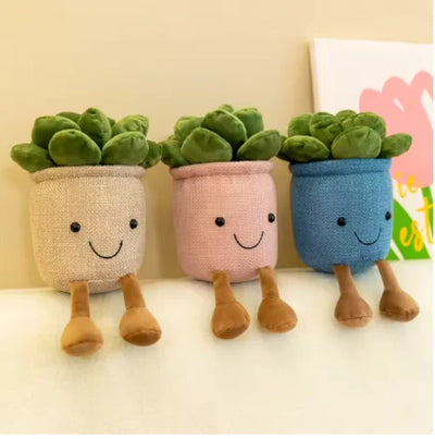 Plantas suculentas de peluche en maceta, 3 colores, 10" | 25 centímetros