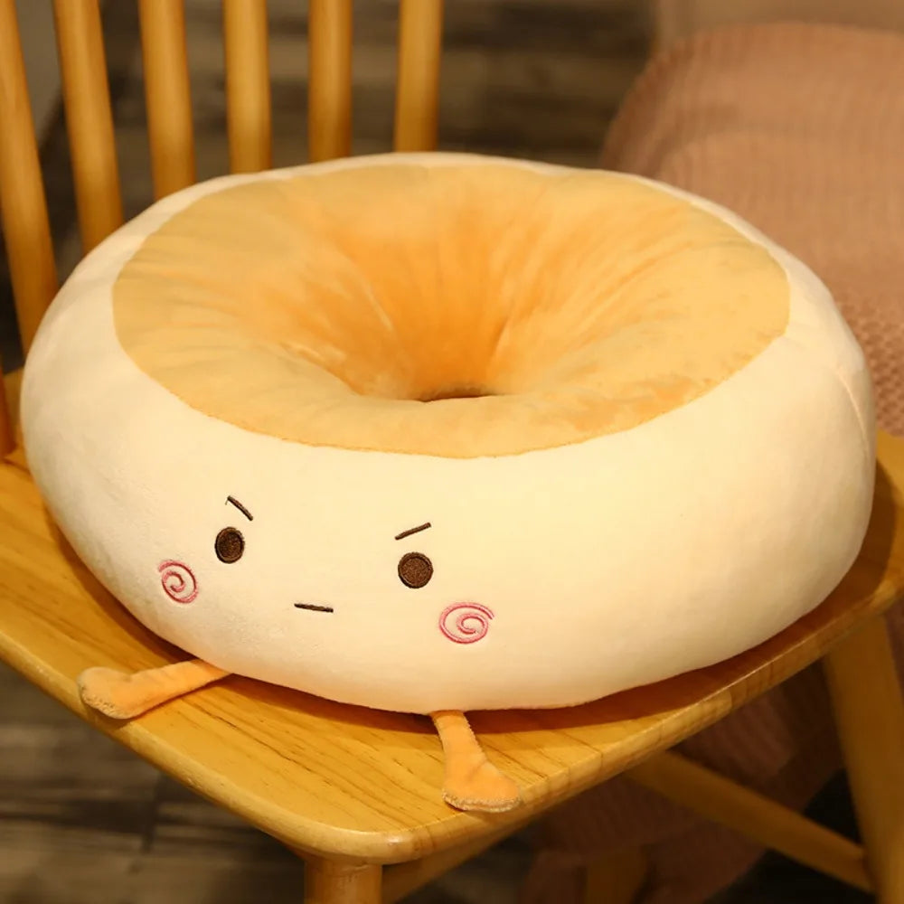 Cojín de Bagel Kawaii, 15" | 38 centímetros