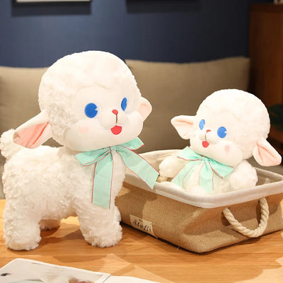 White Lamb Plushie with Bow, 8" |20 cm