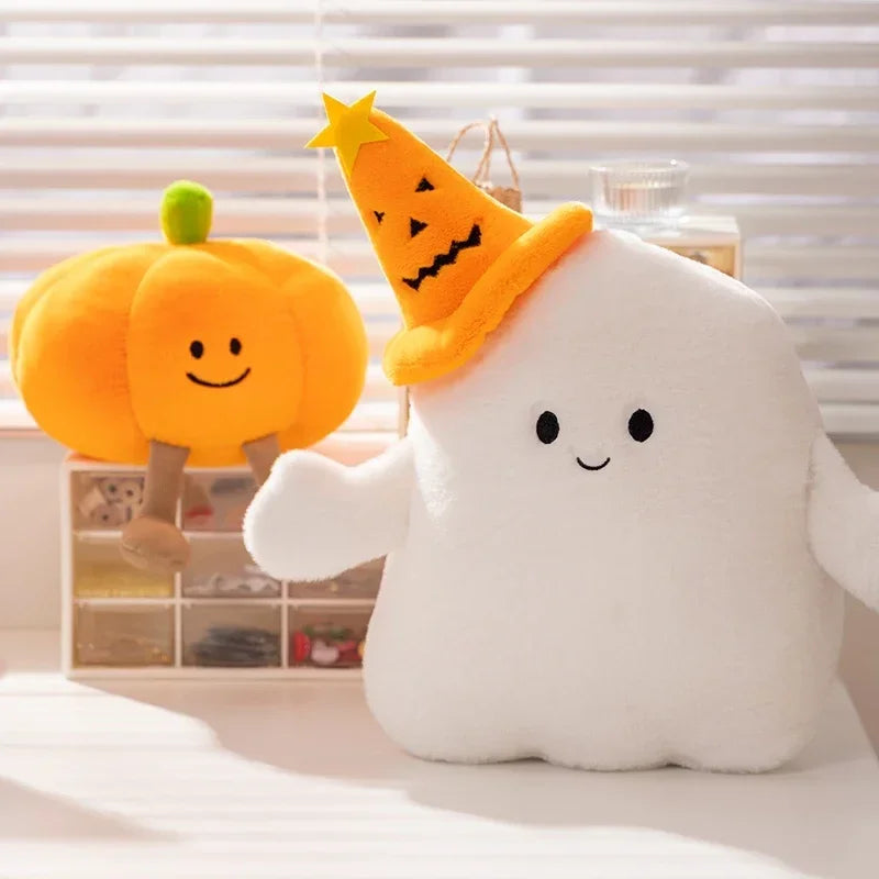 Halloween Pumpkin Ghost Plush Toy – Holiday Stuffed Plant Pillow