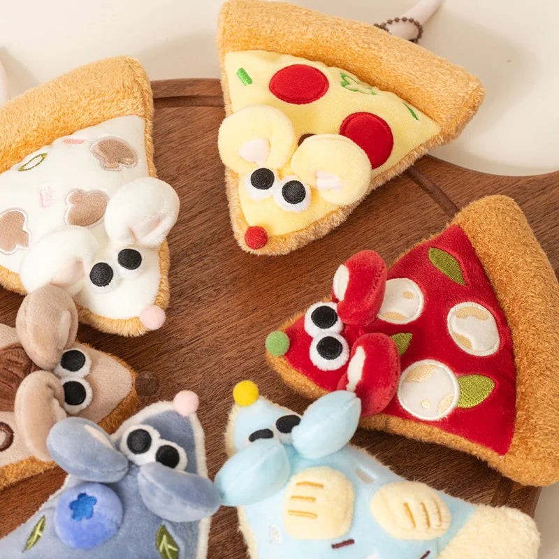 Pizza Mouse Stuffed Plush Toy | Kawaii Mouse & Pizza Slice Set, 6\" | 15 cm