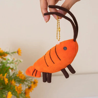 Kawaii Prawn Plush Keychain | Cute Shrimp Bag Charm, 10cm