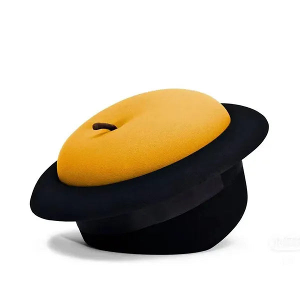 Black Hat & Apple Ottoman | plush furniture | view 9