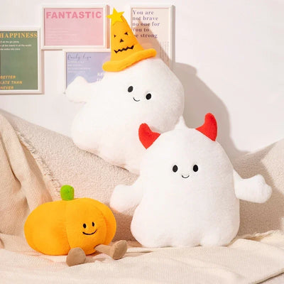 Halloween Pumpkin Ghost Plush Toy – Holiday Stuffed Plant Pillow