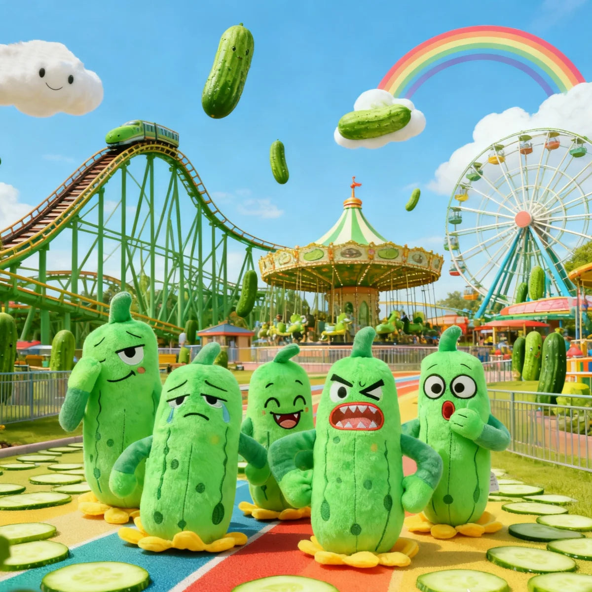 Emotional Cucumber Plushie – 5 Hilarious Expressions, 8" | 20 cm