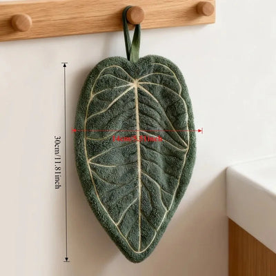 Plant-Shaped Hanging Handkerchief – Green & Pink Leaf Design
