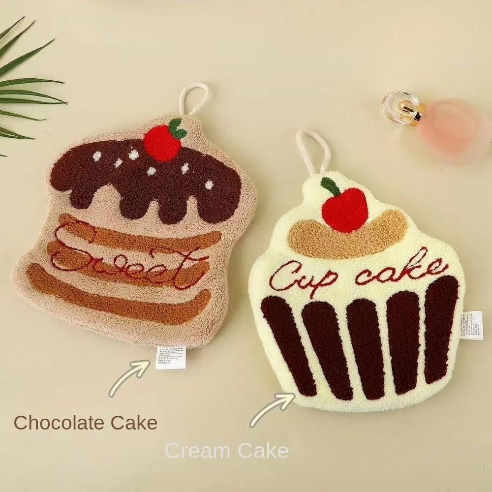 Cute Cake Hand Towel – Soft Hanging Kitchen & Bathroom Cloth