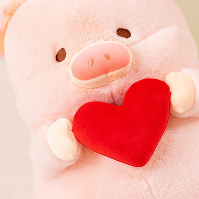 Peluche de Cerdo Sosteniendo un Corazón de San Valentín, 8-16" | 20-40 centímetros