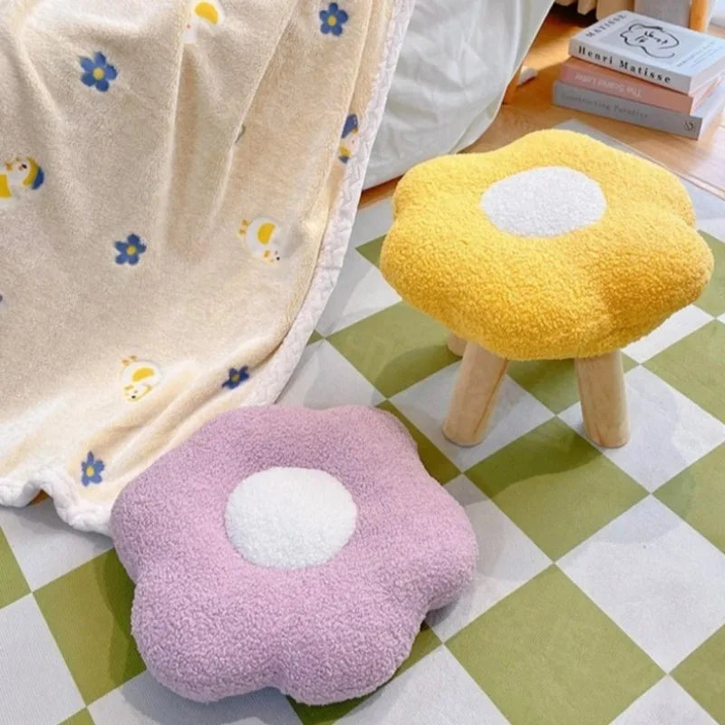 Plush Flower Stool – Three Colors - Cute, Comfy, and Functional