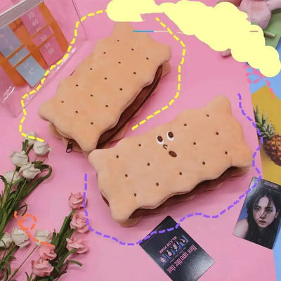 Plush Cookie Large-Capacity Pencil Bag, 7" | 19 cm