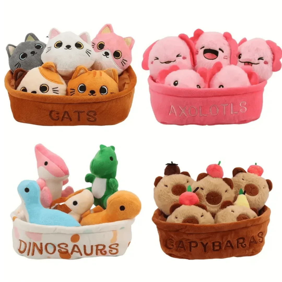Kawaii Strawberry Basket Plushie, 8" | 20 cm