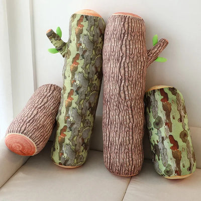 Plushie Realistico Ceppo d'Albero Plushie, Due Colori, 18-33" | 45-85 centimetri