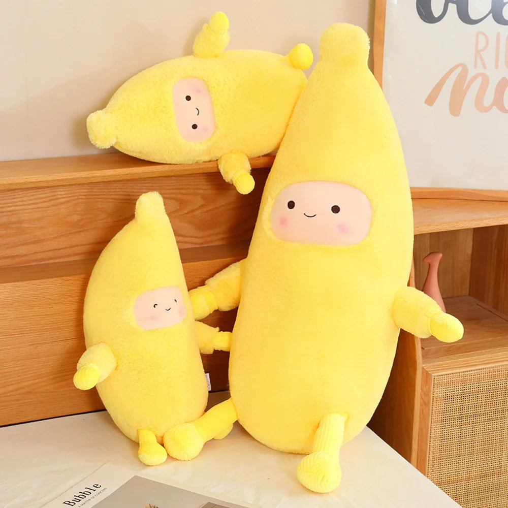 Kawaii Banana Man Plushie with Arms & Legs, 16" | 42 cm
