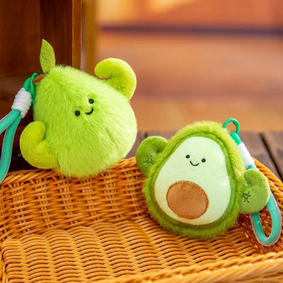 Mini Fruit Plush Keychain Set | Pear, Avocado, Pineapple, Lemon & Banana Pendants, 5\" | 12 cm